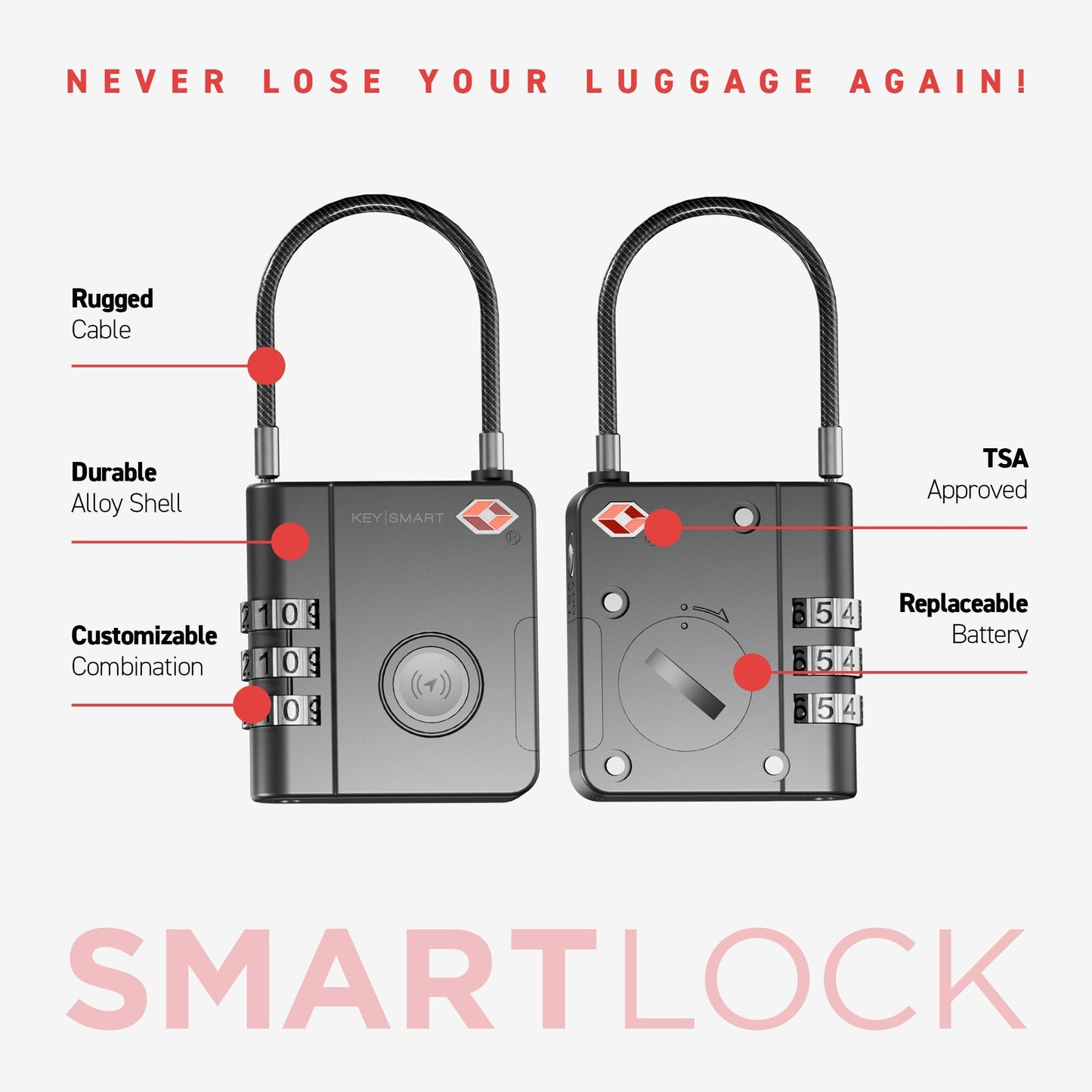 KeySmart SmartLock: The World's First Trackable Luggage Lock