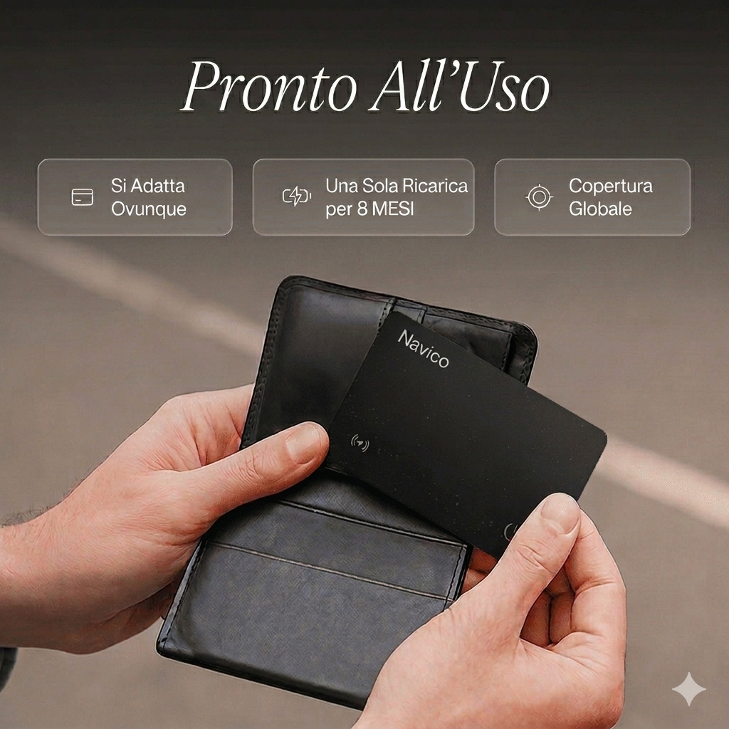 Tranquillità in Ogni Situazione – Carta Localizzatrice Navico per Portafoglio, Valigia e Auto | Android & iPhone