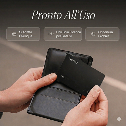 Tranquillità in Ogni Situazione – Carta Localizzatrice Navico per Portafoglio, Valigia e Auto | Android & iPhone
